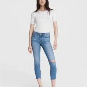 Rag & Bone Cate Mid-Rise Ankle Skinny in Peony With Holes - Size 25